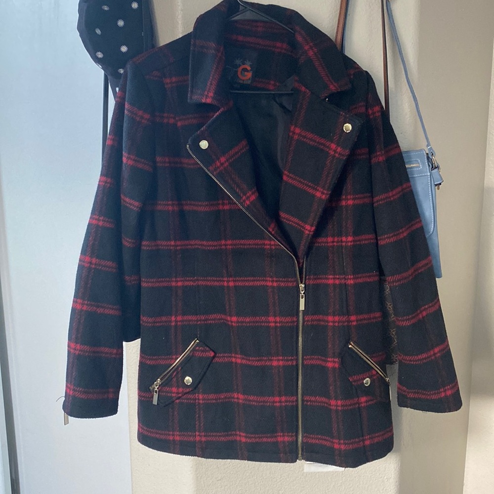G by Guess Women Plaid Coat Jacket